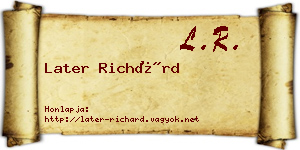 Later Richárd névjegykártya
